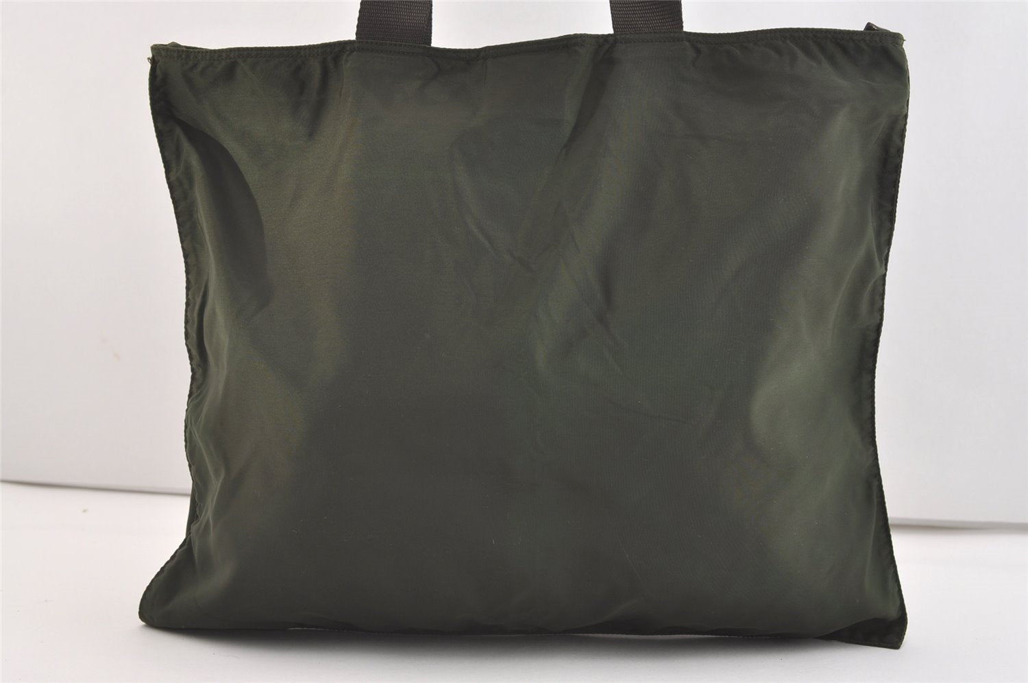 Authentic PRADA Vintage Nylon Tessuto Leather Shoulder Tote Bag Green 3948J