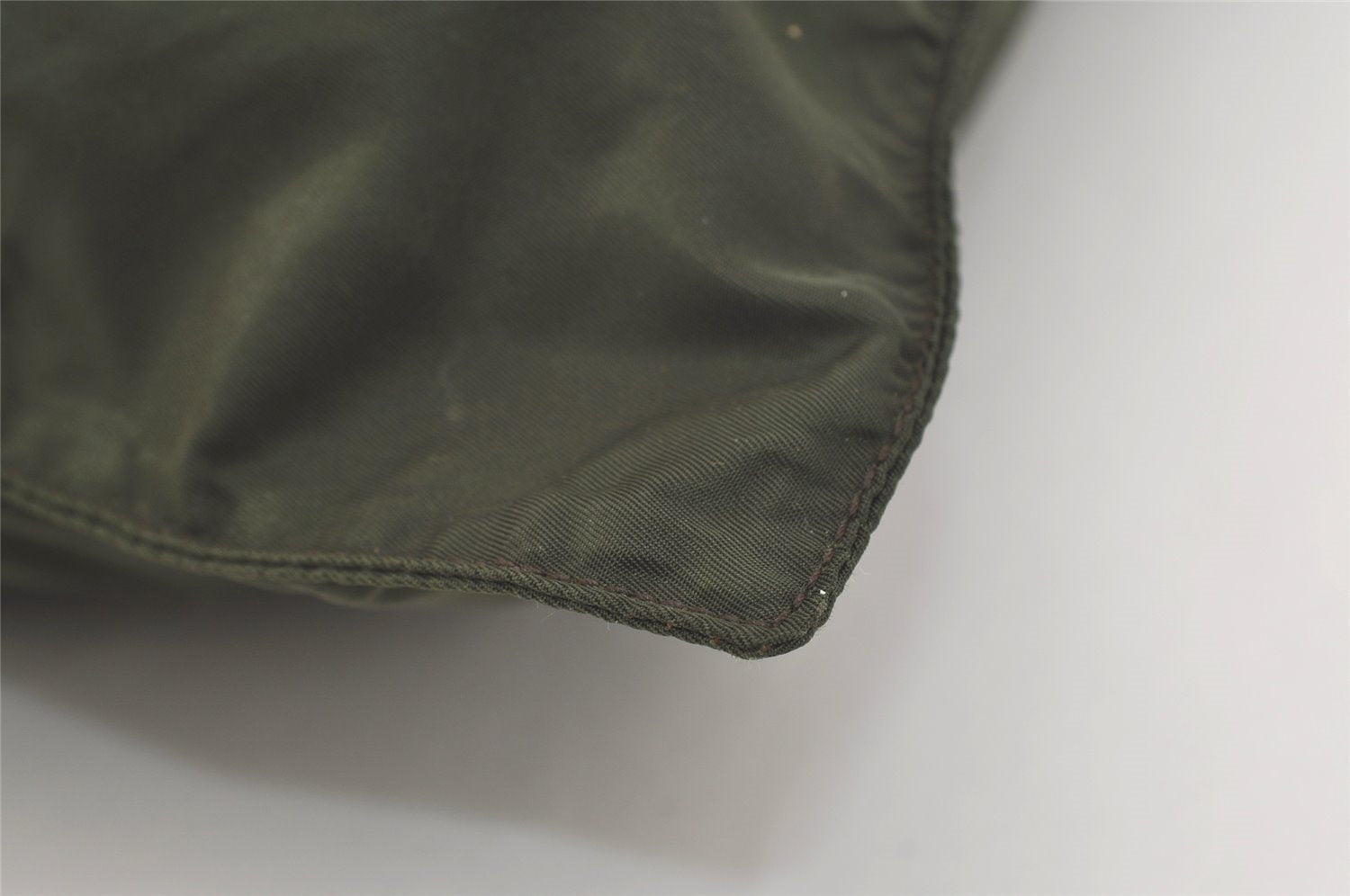Authentic PRADA Vintage Nylon Tessuto Leather Shoulder Tote Bag Green 3948J