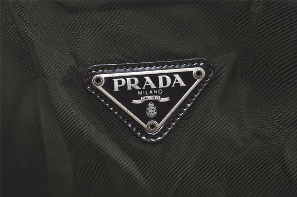Authentic PRADA Vintage Nylon Tessuto Leather Shoulder Tote Bag Green 3948J