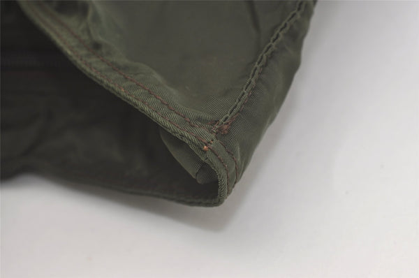 Authentic PRADA Vintage Nylon Tessuto Leather Shoulder Tote Bag Green 3948J