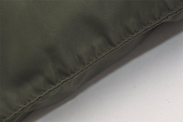 Authentic PRADA Vintage Nylon Tessuto Leather Shoulder Tote Bag Green 3948J