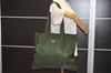 Authentic PRADA Vintage Nylon Tessuto Leather Shoulder Tote Bag Green 3948J