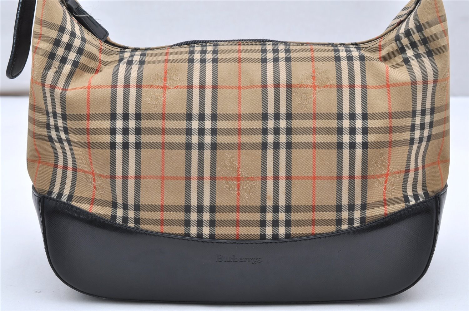Authentic Burberrys Nova Check Shoulder Hand Bag Canvas Leather Beige 3948K