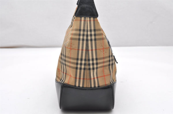 Authentic Burberrys Nova Check Shoulder Hand Bag Canvas Leather Beige 3948K