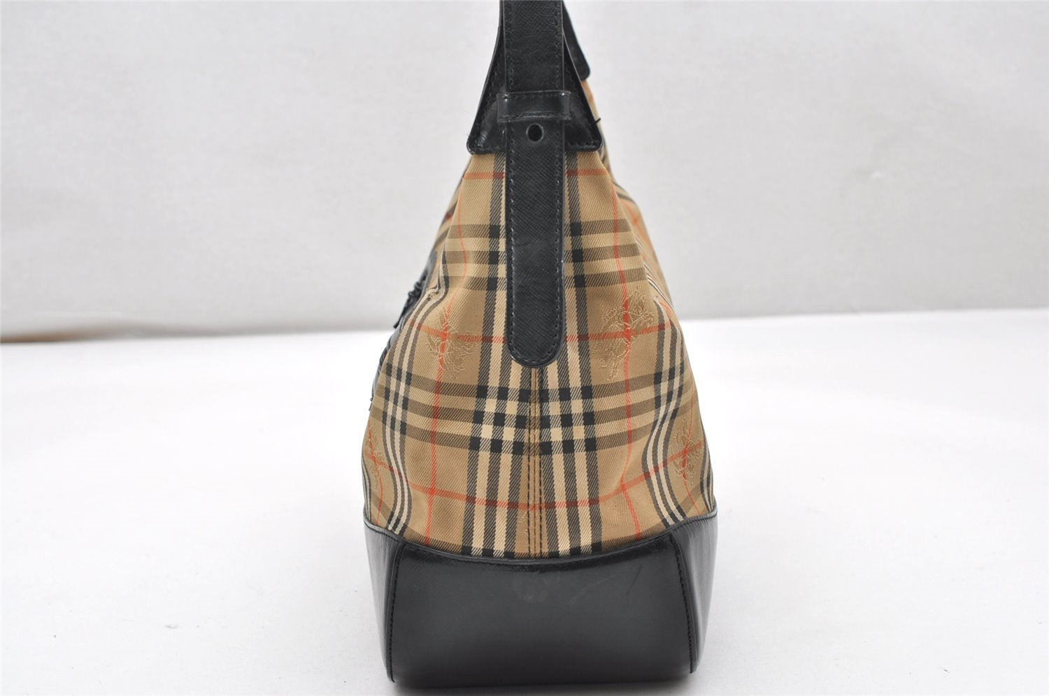Authentic Burberrys Nova Check Shoulder Hand Bag Canvas Leather Beige 3948K