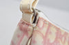 Authentic Christian Dior Trotter Saddle Shoulder Hand Bag PVC Enamel Pink 3949I