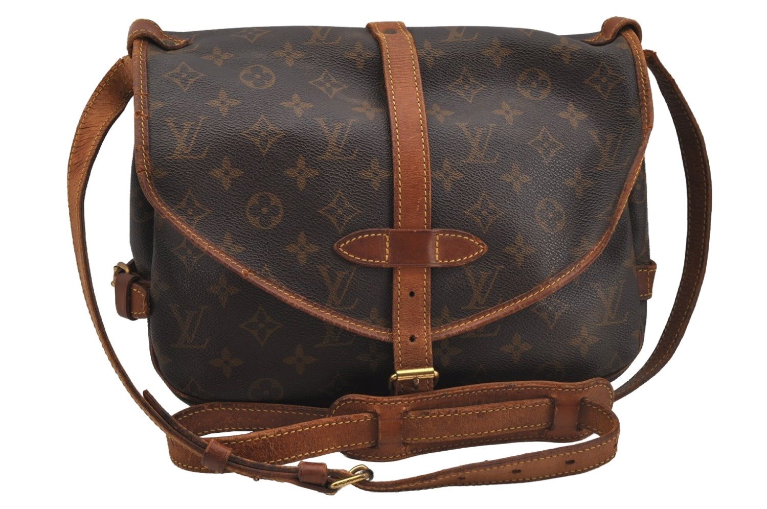 Authentic Louis Vuitton Monogram Saumur 30 Shoulder Cross Bag M42256 LV 3950J