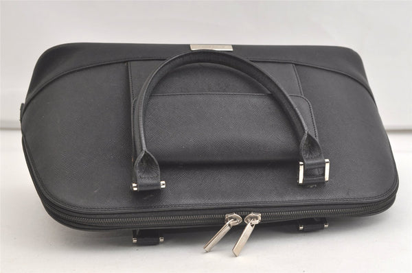 Authentic BURBERRY Vintage Leather Hand Bag Purse Black 3950K