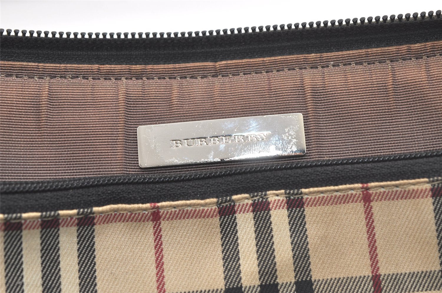 Authentic BURBERRY Vintage Leather Hand Bag Purse Black 3950K