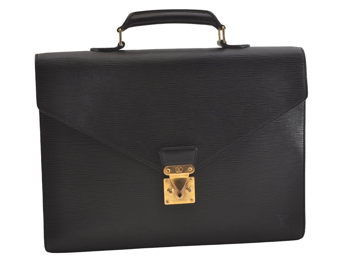 Auth Louis Vuitton Epi Serviette Ambassadeur Black Briefcase M54412 LV 3951J