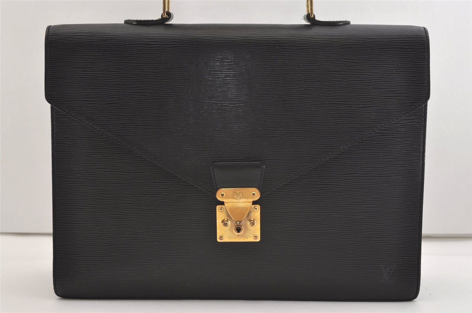 Auth Louis Vuitton Epi Serviette Ambassadeur Black Briefcase M54412 LV 3951J