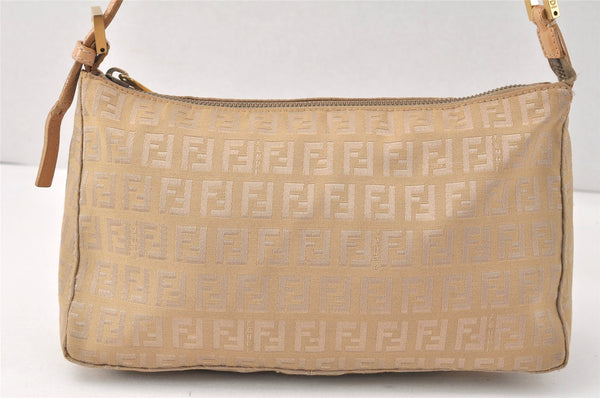 Authentic FENDI Zucchino Shoulder Hand Bag Purse Canvas Leather Beige 3951K