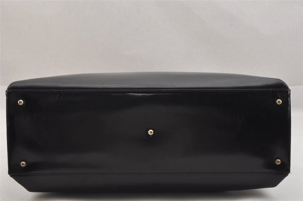 Authentic GUCCI Vintage Bamboo Shoulder Hand Bag Enamel Black Junk 3952K