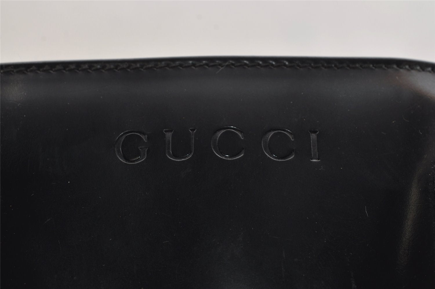 Authentic GUCCI Vintage Bamboo Shoulder Hand Bag Enamel Black Junk 3952K