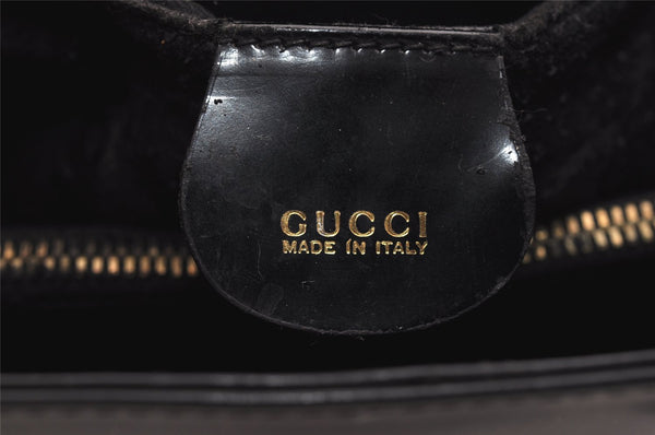 Authentic GUCCI Vintage Bamboo Shoulder Hand Bag Enamel Black Junk 3952K