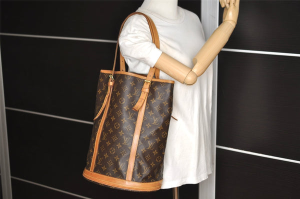 Authentic Louis Vuitton Monogram Bucket GM Shoulder Tote Bag M42236 Junk 3953I
