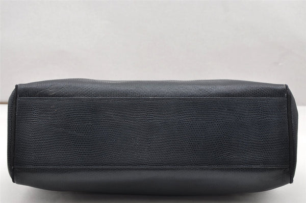 Authentic Salvatore Ferragamo Vara Leather Shoulder Tote Bag Navy Blue SF 3953K