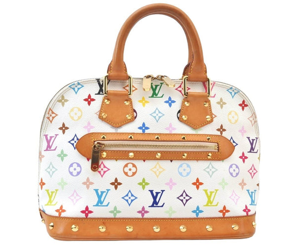 Authentic Louis Vuitton Monogram Multicolor Alma PM Hand Bag M92647 White 3955I
