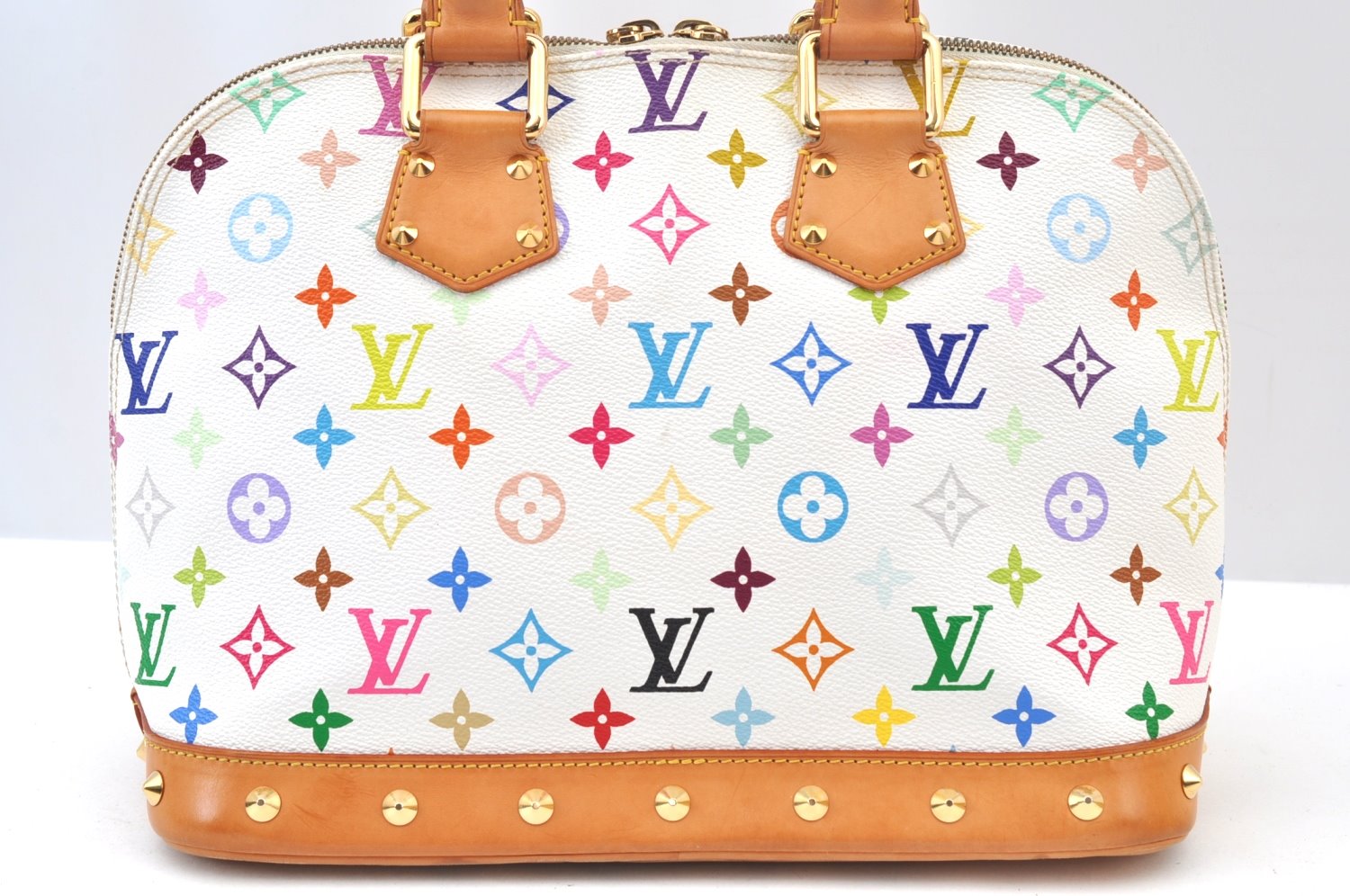 Authentic Louis Vuitton Monogram Multicolor Alma PM Hand Bag M92647 White 3955I