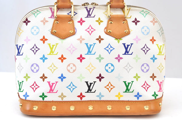 Authentic Louis Vuitton Monogram Multicolor Alma PM Hand Bag M92647 White 3955I