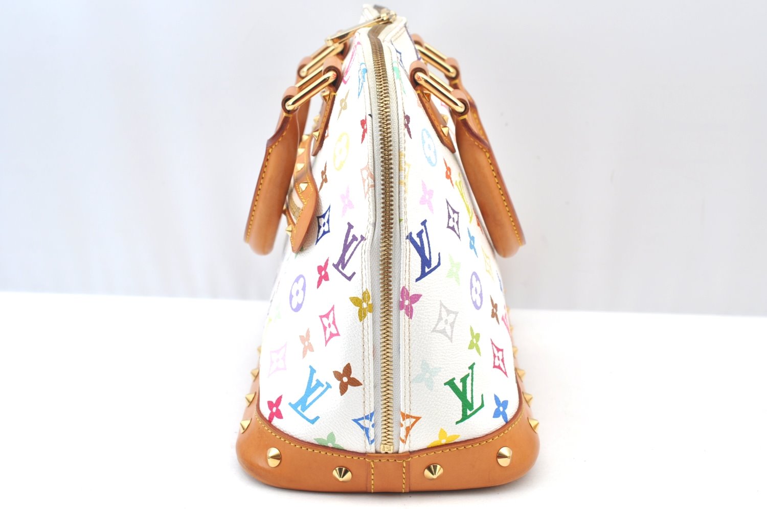 Authentic Louis Vuitton Monogram Multicolor Alma PM Hand Bag M92647 White 3955I