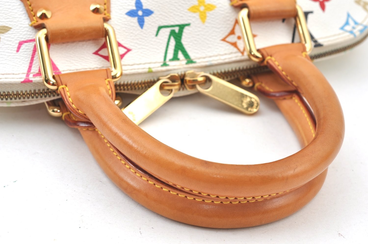 Authentic Louis Vuitton Monogram Multicolor Alma PM Hand Bag M92647 White 3955I