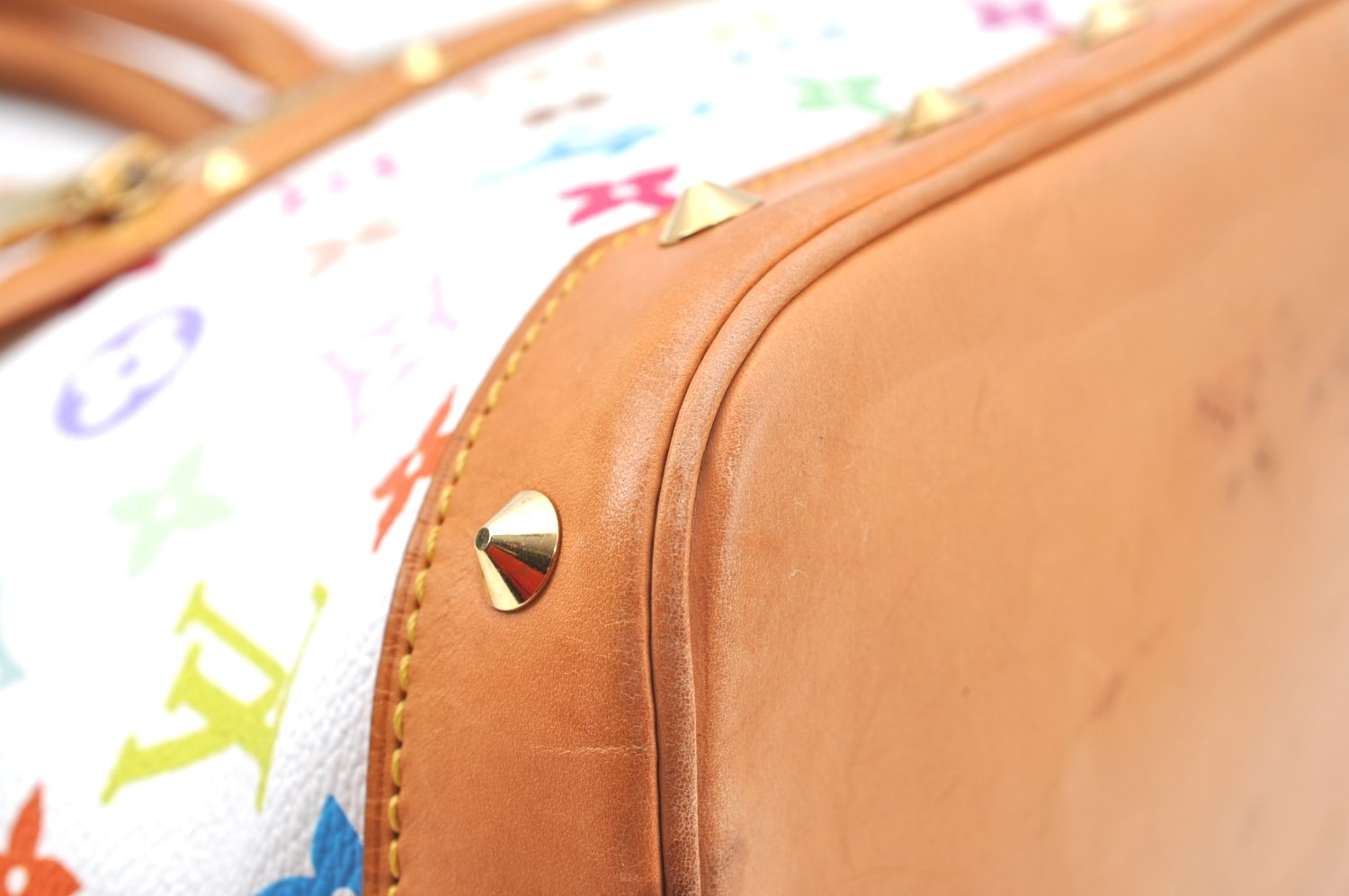 Authentic Louis Vuitton Monogram Multicolor Alma PM Hand Bag M92647 White 3955I