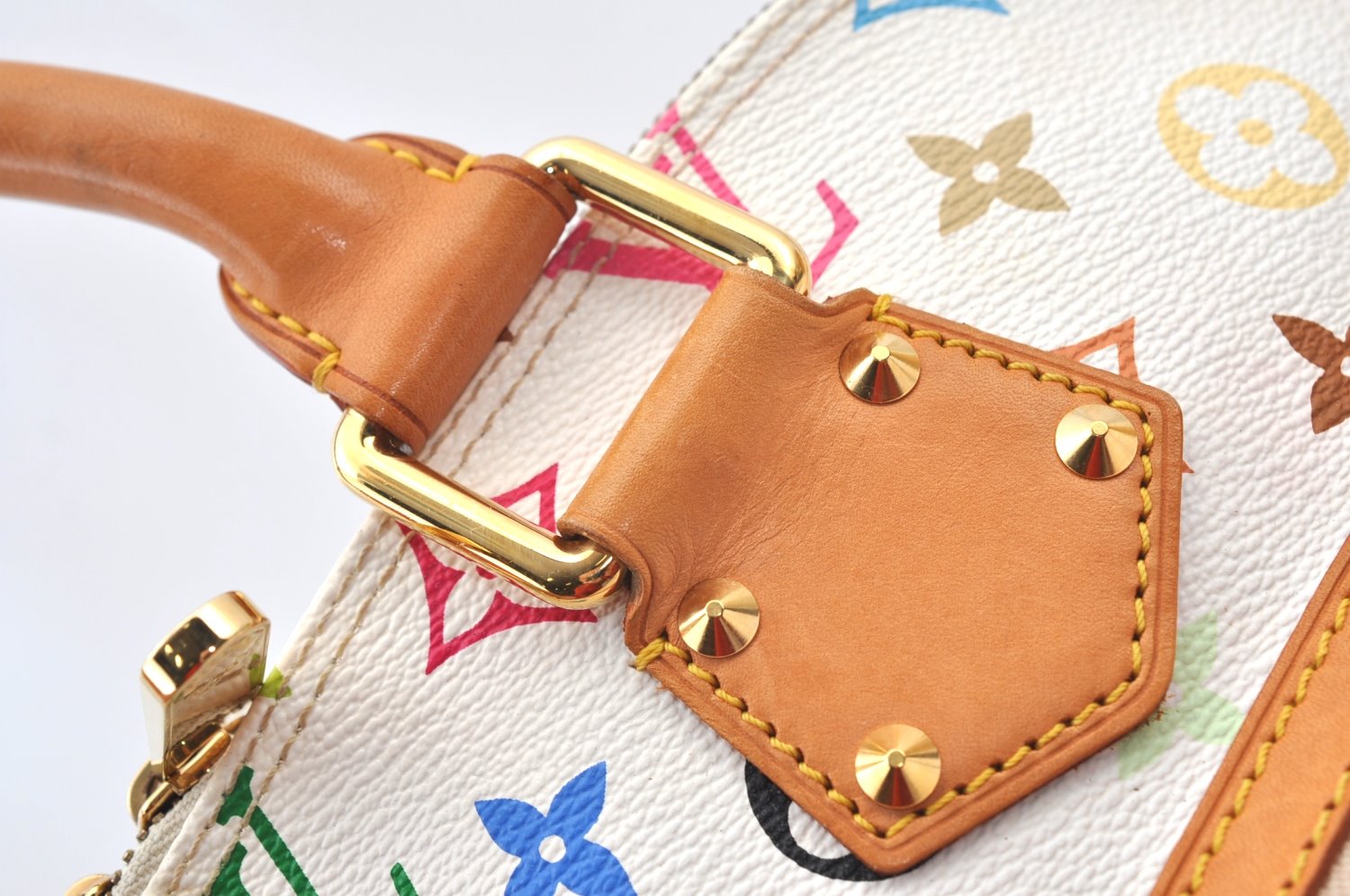 Authentic Louis Vuitton Monogram Multicolor Alma PM Hand Bag M92647 White 3955I