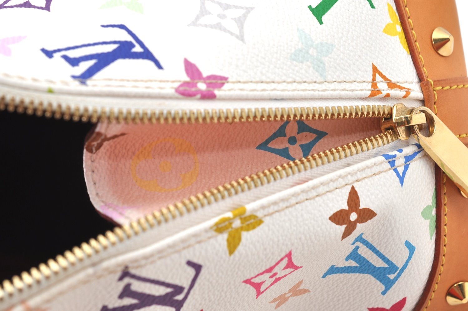 Authentic Louis Vuitton Monogram Multicolor Alma PM Hand Bag M92647 White 3955I