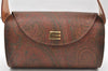 Authentic ETRO Vintage Paisley Shoulder Hand Bag PVC Leather Brown Junk 3955K