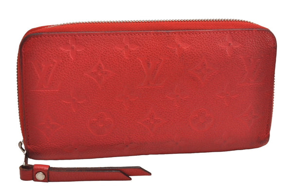 Authentic Louis Vuitton Monogram Empreinte Zippy Wallet Red M60547 LV 3956J