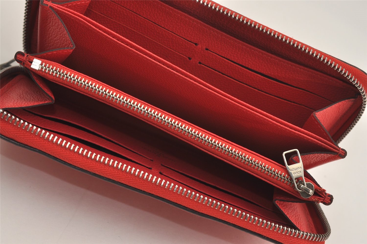 Authentic Louis Vuitton Monogram Empreinte Zippy Wallet Red M60547 LV 3956J