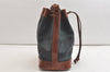 Authentic POLO Ralph Lauren Check Pattern PVC Leather Drawstring Bag Green 3956K