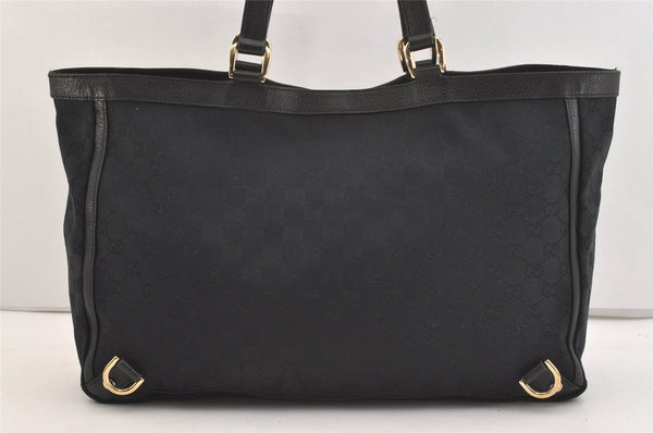 Authentic GUCCI Abbey Shoulder Tote Bag GG Canvas Leather 141472 Black 3957J