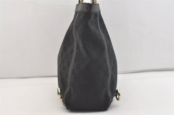 Authentic GUCCI Abbey Shoulder Tote Bag GG Canvas Leather 141472 Black 3957J
