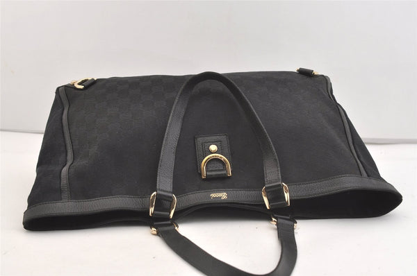 Authentic GUCCI Abbey Shoulder Tote Bag GG Canvas Leather 141472 Black 3957J