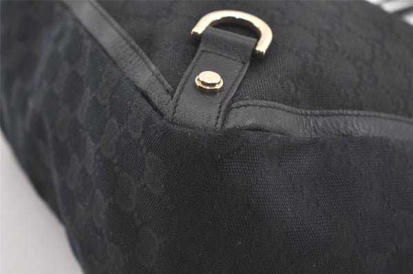 Authentic GUCCI Abbey Shoulder Tote Bag GG Canvas Leather 141472 Black 3957J