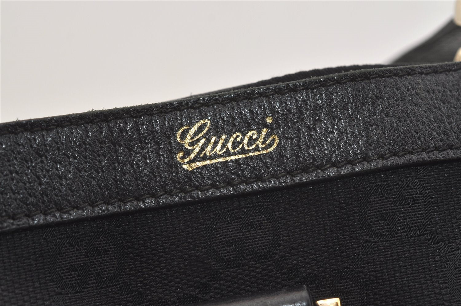 Authentic GUCCI Abbey Shoulder Tote Bag GG Canvas Leather 141472 Black 3957J