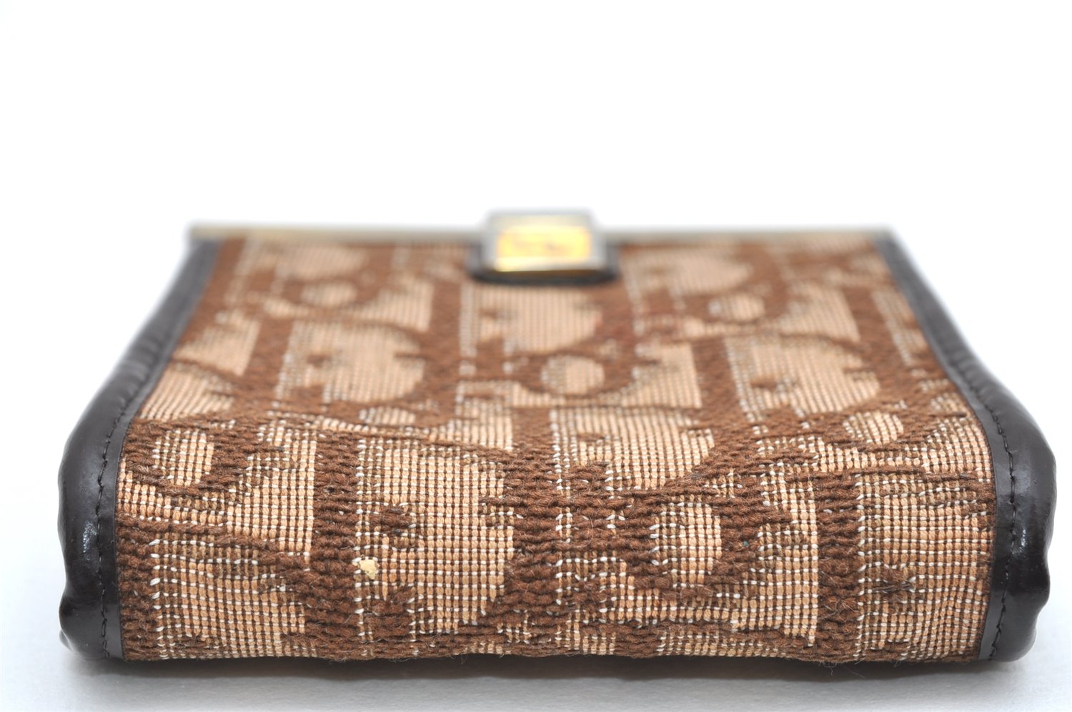 Authentic Christian Dior Trotter Coin Case Purse Canvas Leather Brown 3957K