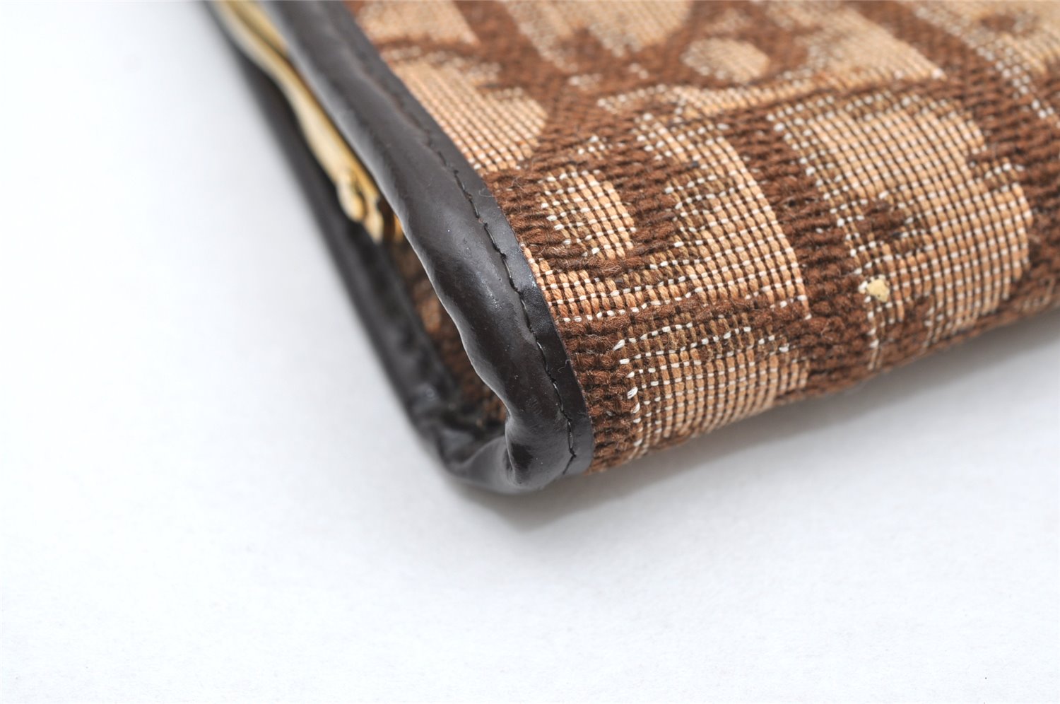 Authentic Christian Dior Trotter Coin Case Purse Canvas Leather Brown 3957K
