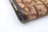 Authentic Christian Dior Trotter Coin Case Purse Canvas Leather Brown 3957K