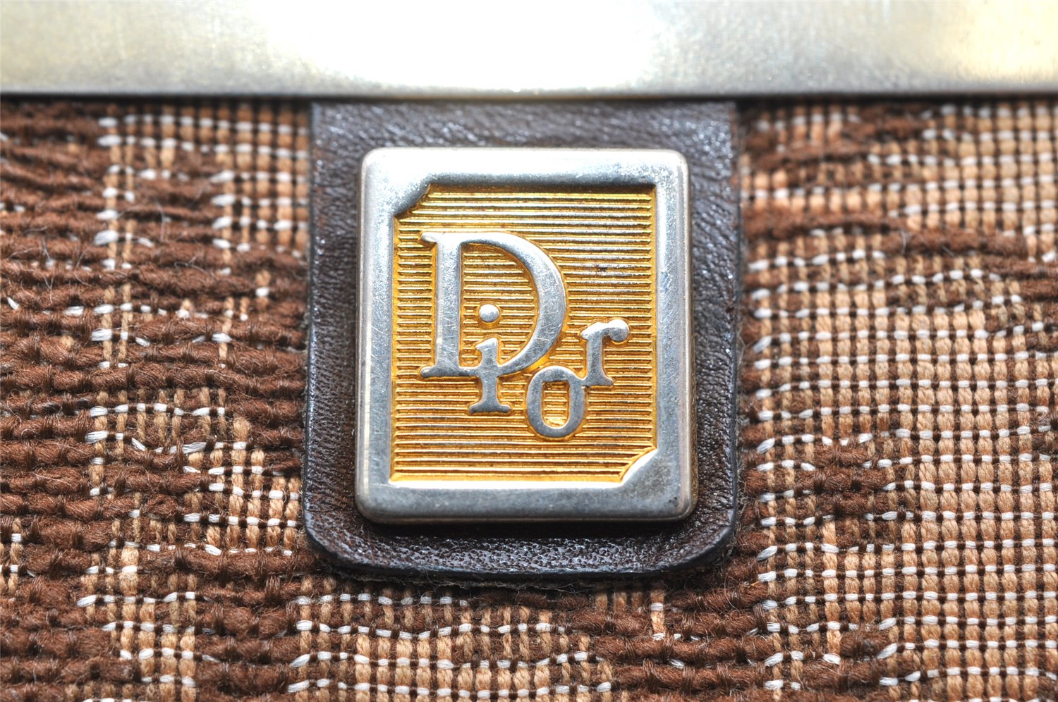 Authentic Christian Dior Trotter Coin Case Purse Canvas Leather Brown 3957K