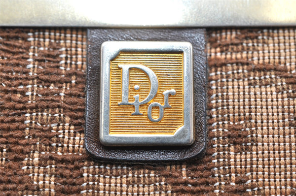 Authentic Christian Dior Trotter Coin Case Purse Canvas Leather Brown 3957K