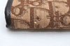 Authentic Christian Dior Trotter Coin Case Purse Canvas Leather Brown 3957K