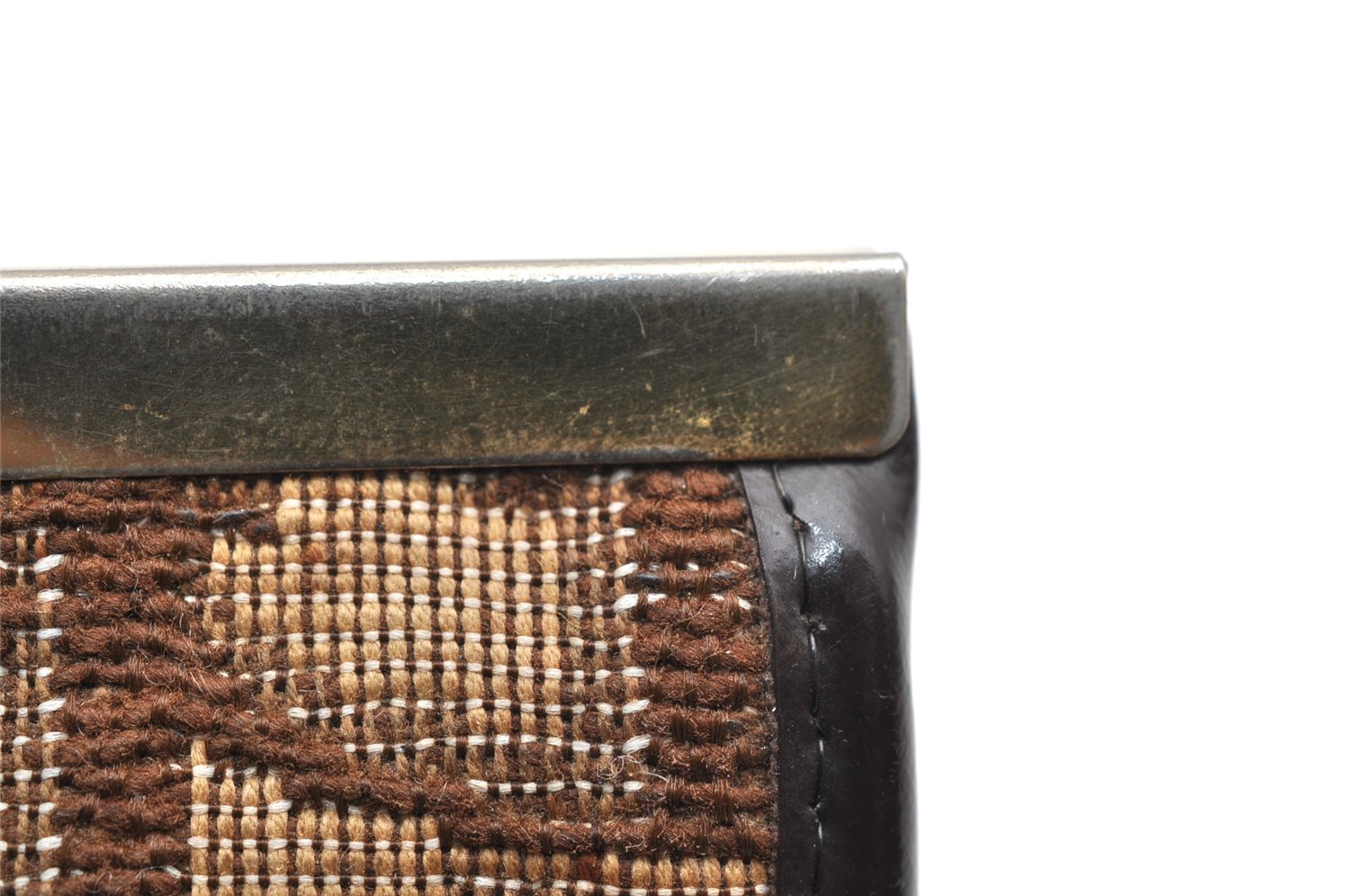 Authentic Christian Dior Trotter Coin Case Purse Canvas Leather Brown 3957K