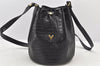 Authentic MARIO VALENTINO Drawstring Shoulder Bag Purse Leather Black 3959K