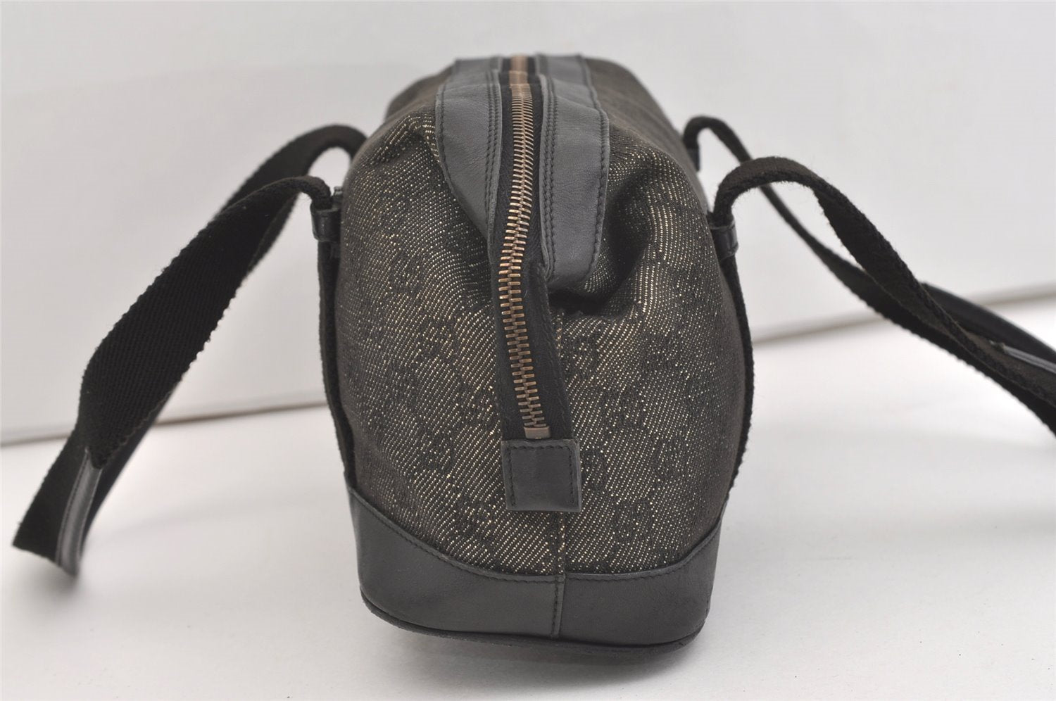 Authentic GUCCI Vintage Hand Tote Bag Purse GG Canvas Leather 92734 Black 3960J