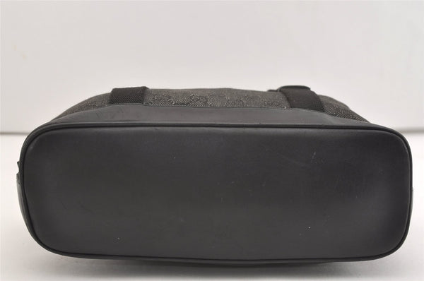 Authentic GUCCI Vintage Hand Tote Bag Purse GG Canvas Leather 92734 Black 3960J