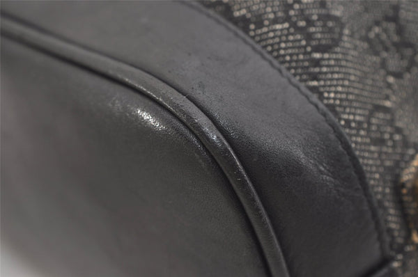 Authentic GUCCI Vintage Hand Tote Bag Purse GG Canvas Leather 92734 Black 3960J