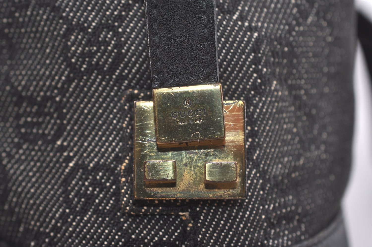 Authentic GUCCI Vintage Hand Tote Bag Purse GG Canvas Leather 92734 Black 3960J